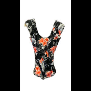 Marina‎ West Swimsuit Size Large One piece Black Pink Floral Cap Sleeve Pool